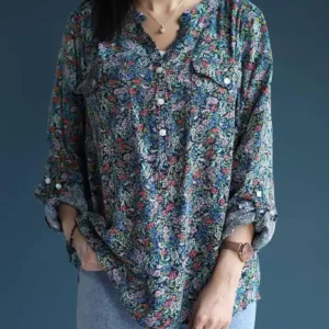 شانتون نخ ترک طرحدار سبز خطی