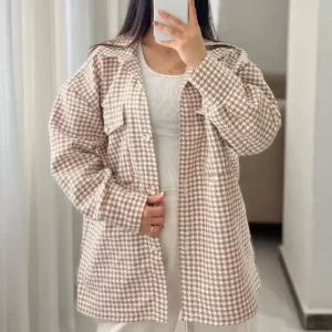 نوع پارچه: کشمیر پیردوپل(پیچازی)رنگ نسکافه ای و سفید