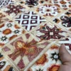 لینن سوزندوزی چهارخونه هندی رنگ اجری