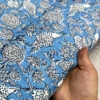 لینن باتیک هندی چرخکاری آبی گلدار